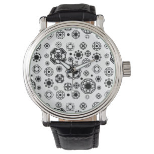 Cute black white arabesque decorative pattern watch