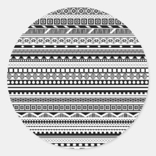 Cute black white aztec patterns design classic round sticker