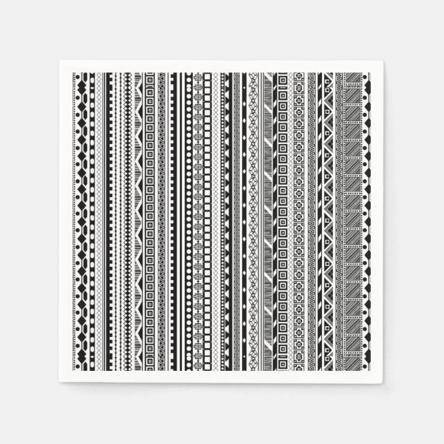 Cute black white aztec patterns design napkin (Front)