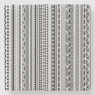 Cute black white aztec patterns design stone coaster