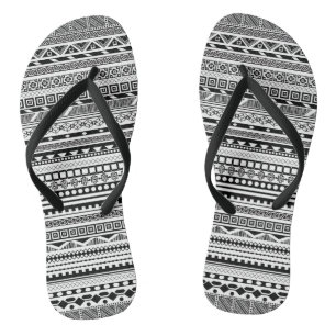 Cute black white aztec patterns design thongs