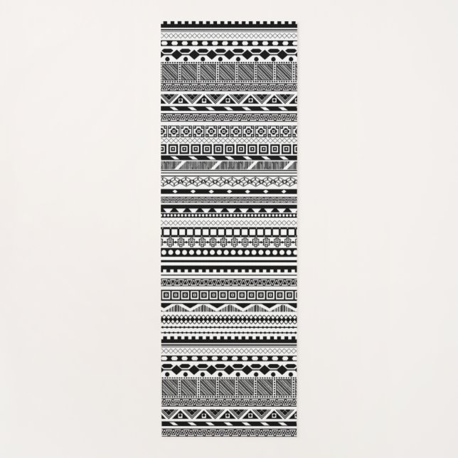 Cute black white aztec patterns design yoga mat (Front)