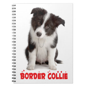 Cute Black White Border Collie Mum Puppy Dog Rescu Notebook