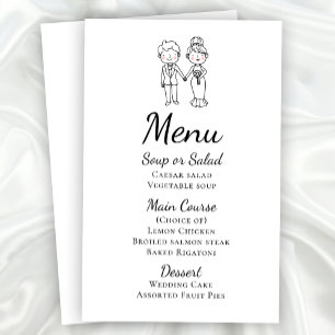 Cute Black White Cartoon Bride and Groom Wedding