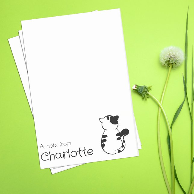 Cute black white cartoon cat name post-it notes (Creator Uploaded)