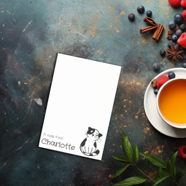 Cute black white cartoon cat name post-it notes (Creator Uploaded)