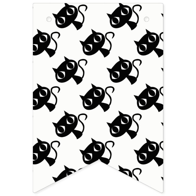 Cute black white cats patterns bunting  (First Flag)