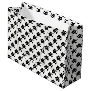 Cute black white cats patterns large gift bag