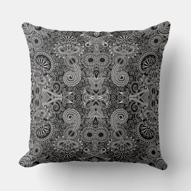 Cute black white classical floral cushion (Front)