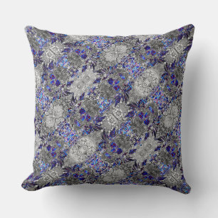 Cute black white colourful neon skull cushion
