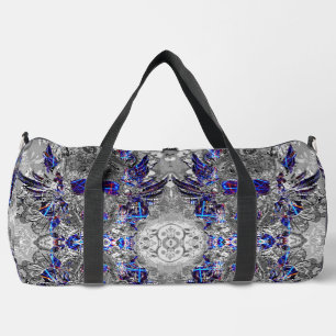 Cute black white colourful neon skull duffle bag