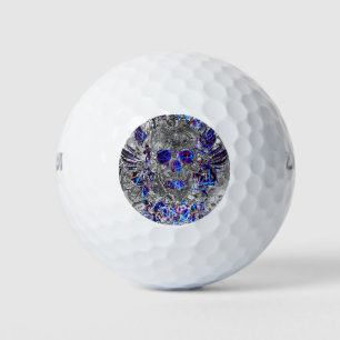 Cute black white colourful neon skull golf balls