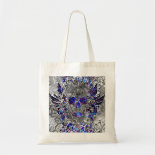 Cute black white colourful neon skull hitch cover tote bag