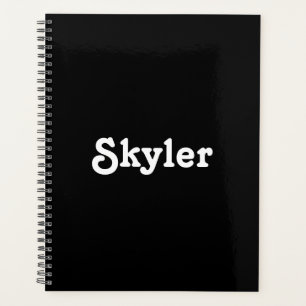 Cute black white custom name year number monogram planner