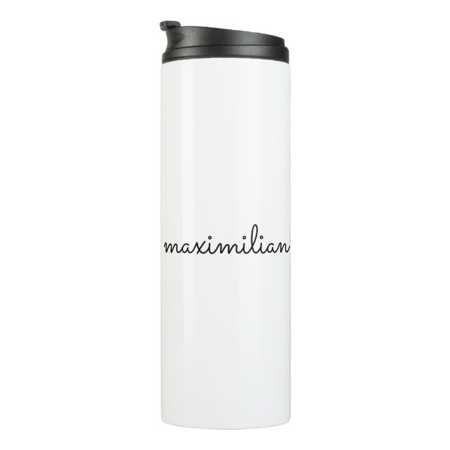 Cute black white custom script name modern simple thermal tumbler (Rotated Right)