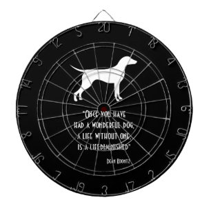 Cute black white Dean Koontz quote dog Dartboard