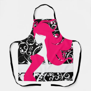 Cute black white decorative fashion girl apron