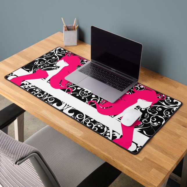 Cute black white decorative fashion girl can coole desk mat (Office 2)