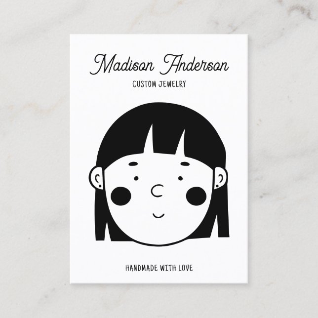 Cute Black White Face Jewellery Earring Display Ca Business Card (Front)