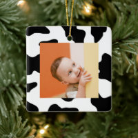 Cute black white farm animal cow print photo