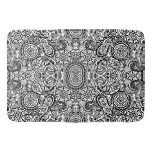 Cute black white floral paisley bath mat