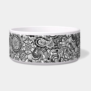 Cute black white floral paisley bowl