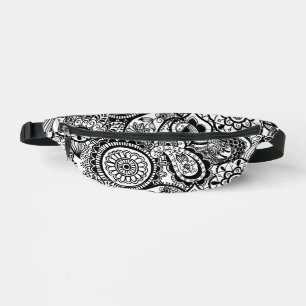 Cute black white floral paisley bum bags