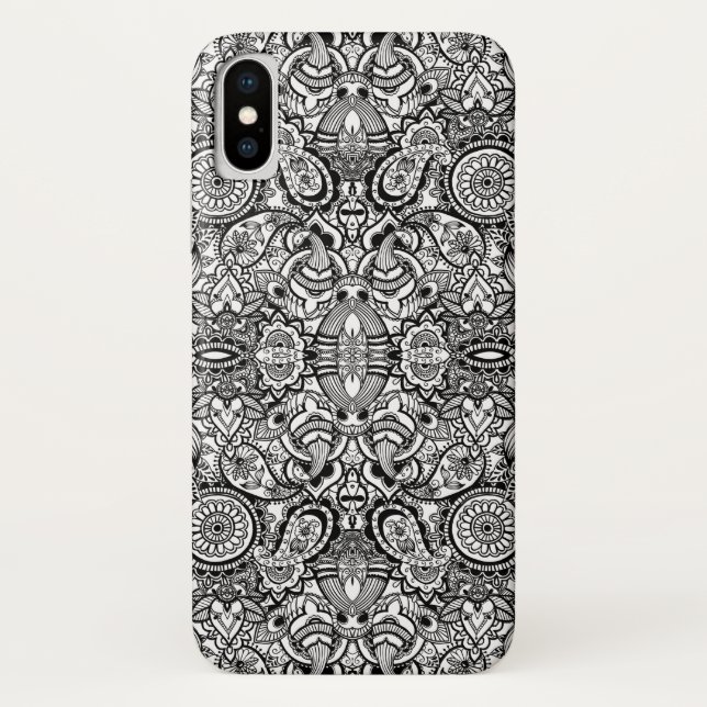 Cute black white floral paisley Case-Mate iPhone case (Back)