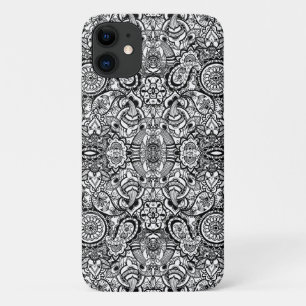 Cute black white floral paisley iPhone 11 case