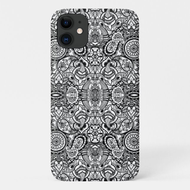 Cute black white floral paisley Case-Mate iPhone case (Back)