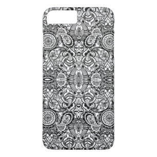 Cute black white floral paisley iPhone 8 plus/7 plus case