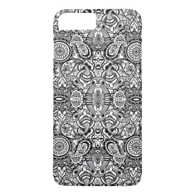 Cute black white floral paisley Case-Mate iPhone case (Back)