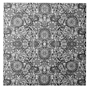 Cute black white floral paisley ceramic tile