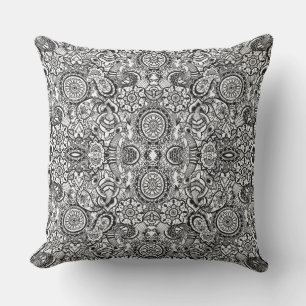 Cute black white floral paisley cushion