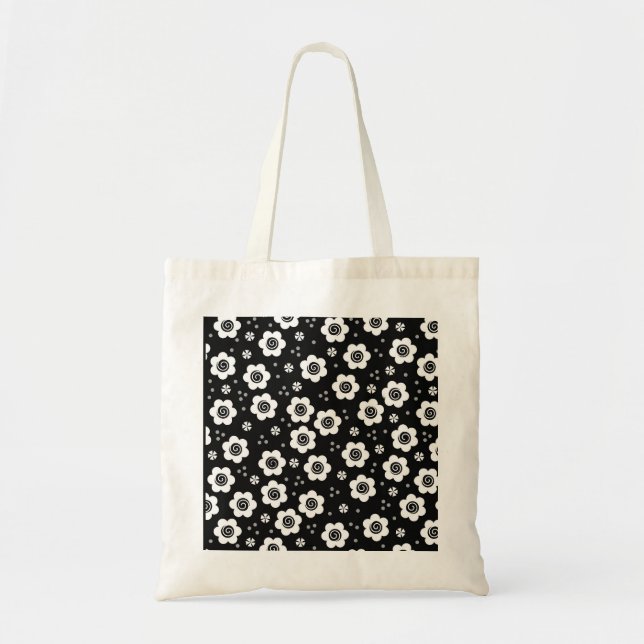 Cute black white flowers Bag (Front)