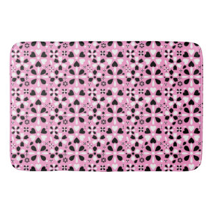 Cute black white flowers bath mat