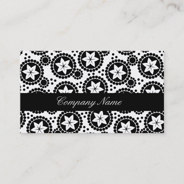 Cute black white flowers Business Card (Front)