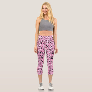Cute black white flowers capri leggings