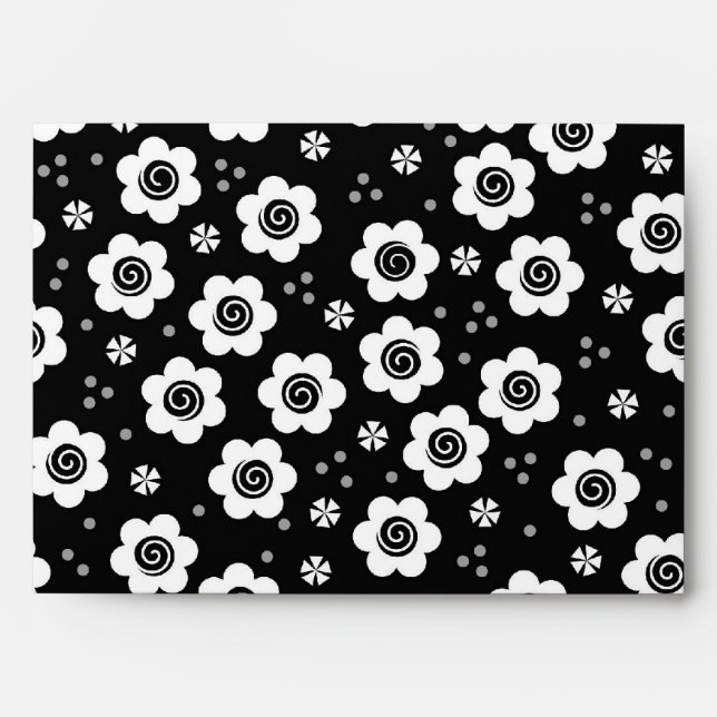 Cute black white flowers Envelope (Front)