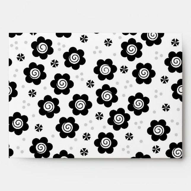 Cute black white flowers Envelope (Front)