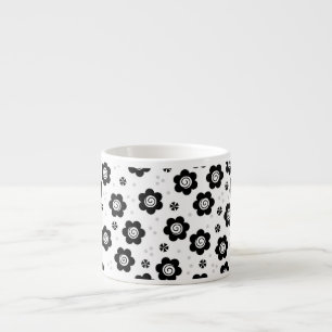 Cute black white flowers Espresso Mug