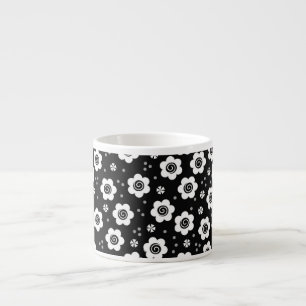 Cute black white flowers Espresso Mug