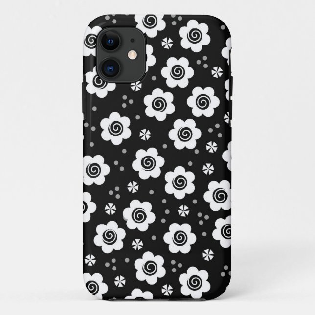 Cute black white flowers iPhone 5 Case (Back)