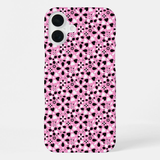 Cute black white flowers iPhone case (Back)