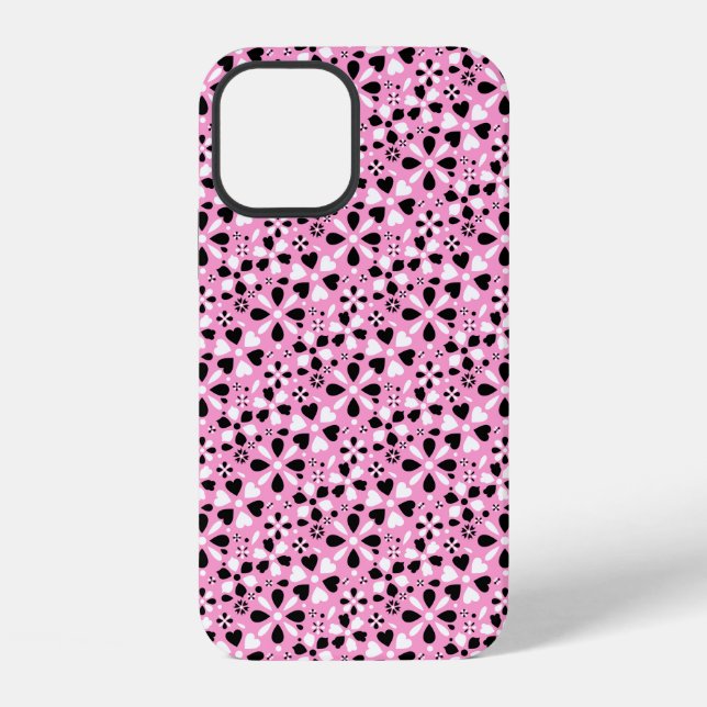 Cute black white flowers iPhone case (Back)