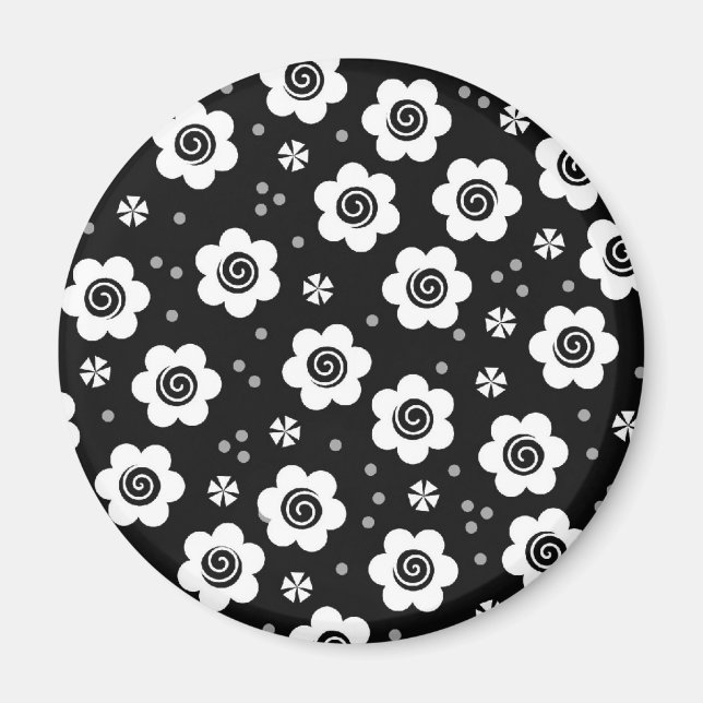 Cute black white flowers iPhone magnet (Front)