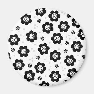 Cute black white flowers iPhone magnet