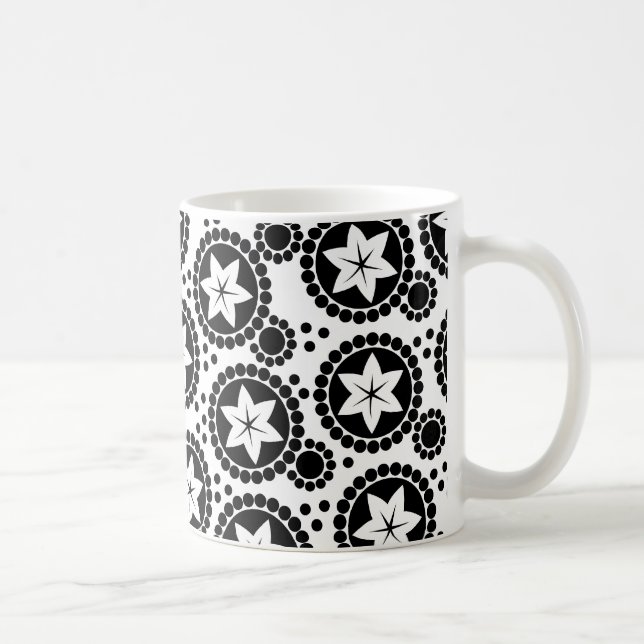 Cute black white flowers mug (Right)