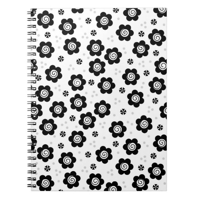 Cute black white flowers Notebook (Front)