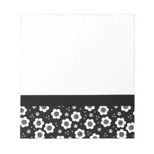 Cute black white flowers Notebook Notepad